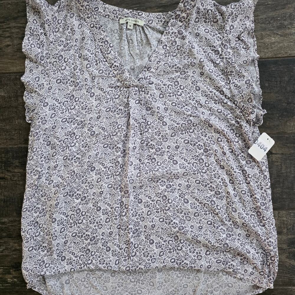 #404 Anne Carson Black and White Patterned Blouse Medium